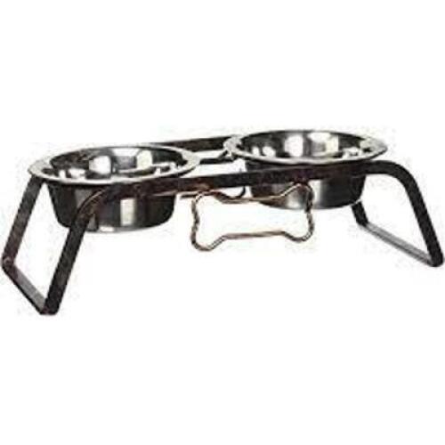 DESCRIPTION: (1) DOUBLE DINNER AND WATER BOWL BRAND/MODEL: BLACK LABEL INFORMATION: BLACK RETAIL$: $20.91 SIZE: 1 PT QTY: 1