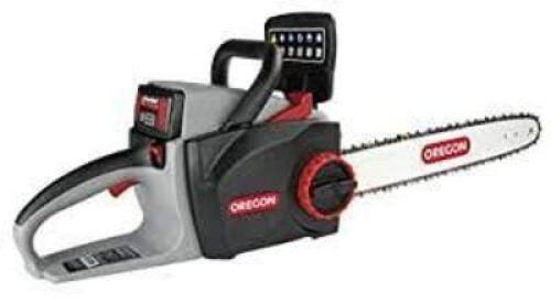 DESCRIPTION: (1) CORDLESS ELECTRIC CHAINSAW BRAND/MODEL: OREGON #CS300 INFORMATION: BATTERY AND CHARGER NOT INCLUDED RETAIL$: $356.00 SIZE: 16" QTY: 1