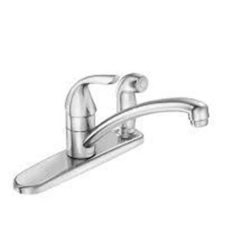 DESCRIPTION: (1) LOW ARC STANDARD KITCHEN FAUCET BRAND/MODEL: MOEN #87203 INFORMATION: GREY RETAIL$: $70.00 EA QTY: 1