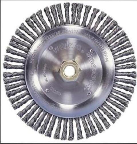 DESCRIPTION: (2) KNOTTED STEEL WHEEL BRUSH BRAND/MODEL: WEILER #75845347 INFORMATION: CHROME RETAIL$: $10.20 EA SIZE: 10" OD 1-1/4 HOLE 3/4 FACE W 1 -
