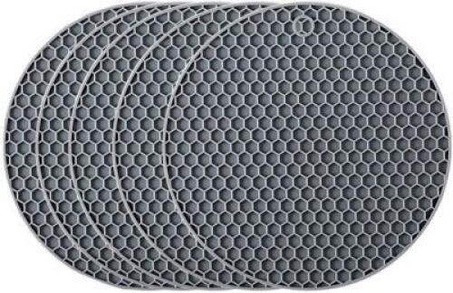 DESCRIPTION: (3) PACKS OF (4) KITCHEN HOT PADS BRAND/MODEL: SEFONE TRIVET MATS INFORMATION: GRAY RETAIL$: $8.99 EA SIZE: 7.2X7.2X3 QTY: 3