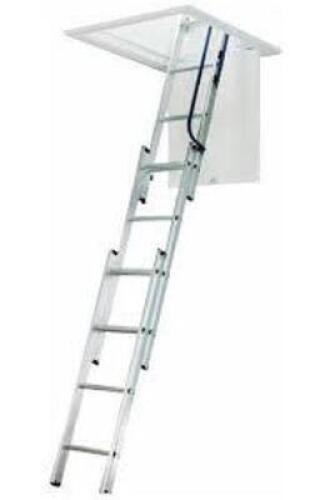 DESCRIPTION: (1) ALUMINUM ATTIC LADDER BRAND/MODEL: WERNER #416K83 INFORMATION: LADDER ONLY, NO HATCH INCLUDED RETAIL$: $175.76 SIZE: 7' - 9' QTY: 1