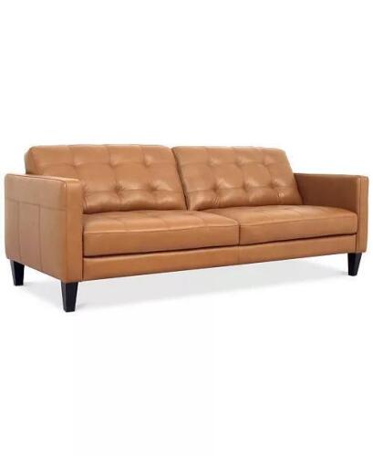 (1) MACYS PEZLEY 86 IN LEATHER SOFA