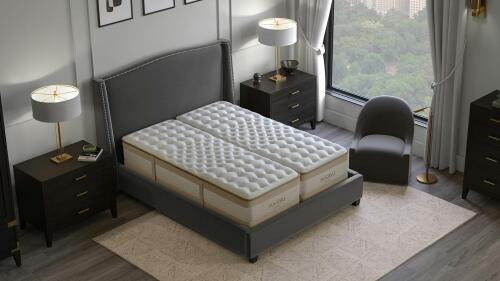 (1) SAATVA RX FOR JOINT PAIN HYBRID SPLIT KING MATTRESS