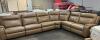 (1) MACYS SHEELER 6PC FAUX LEATHER RECLINING SECTIONAL POWER CENTER MANUAL ENDS - 2