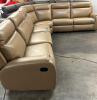 (1) MACYS SHEELER 6PC FAUX LEATHER RECLINING SECTIONAL POWER CENTER MANUAL ENDS - 3