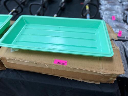 (12) GREEN PLASTIC STORAGE TRAY