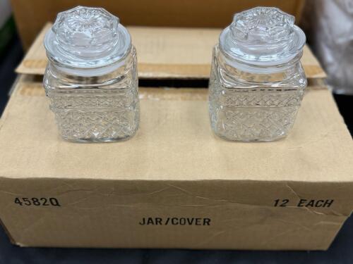 (12) GLASS STORAGE JARS WITH LIDS
