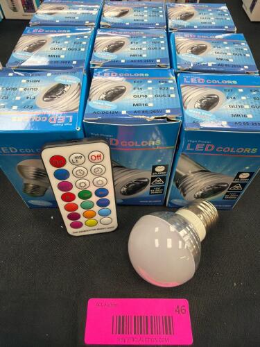 (10) LED RGBW LIGHT BULBS WITH REMOTES