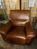 (1) FAUX BROWN LEATHER UPHOLSTERED RECLINER CHAIR - 2
