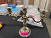 (1) SILVER-PLATED THREE-ARM CANDELABRA