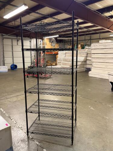 (1) BLACK 6-TIER WIRE STORAGE SHELVING UNIT