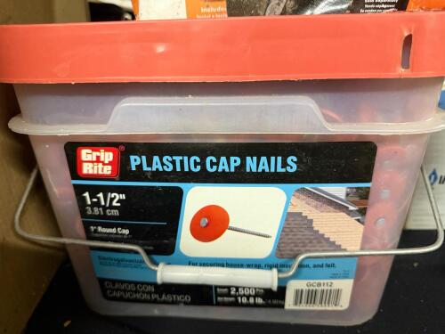 (1) BOX OF PLASTIC CAP NAILS