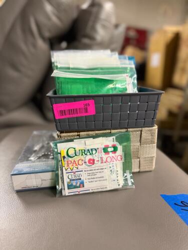 (1) ASSORTED LOT OF FIRST AID & HOUSEHOLD ORGANIZATION SUPPLIES