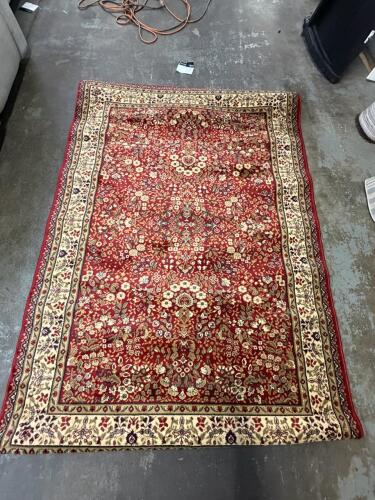 (1) RED ORIENTAL-STYLE AREA RUG