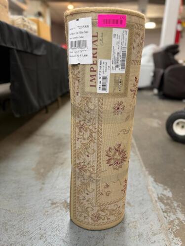 (1)BEIGE FLORAL RUNNER RUG