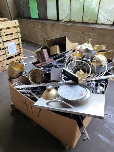 (1) BOX OF DECORATIVE METAL PIECES