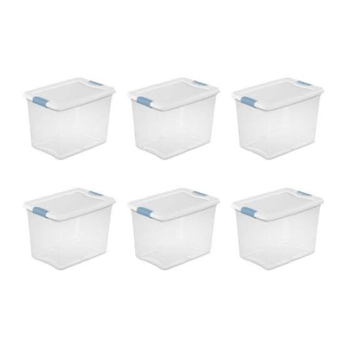 (5) LOCKING STORAGE TOTE BOXES