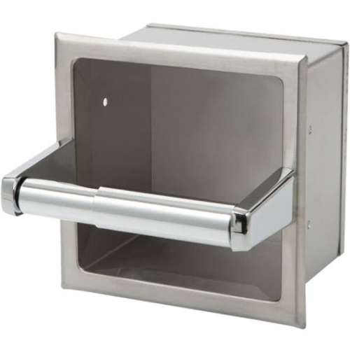 (2) RECESSED TOILET TISSUE DISPENSER WITH STORAGE SPACE