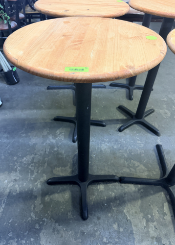 (3) 24" WOODEN TABLES W/ PUB BASES.