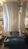 SCOTSMAN TOUCH-FREE ICE AND WATER DISPENSER WITH INTEGRATED ICE MAKER, STAINLESS STEEL CABINET, SEPARATE TOUCH-FREE ICE AND WATER DISPENSING CONTROLS, AND LARGE REMOVABLE DRIP TRAY.