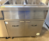 VULCAN TWIN-BATTERY FLOOR FRYER SYSTEM WITH TWO FRY POTS, FOUR FRY BASKETS WITH COATED HANDLES, STAINLESS STEEL CABINET CONSTRUCTION, INTEGRATED FILTRATION SYSTEM, DRAIN ASSEMBLY, RINSE/FILL HOSE CONNECTION, INDIVIDUAL TEMPERATURE CONTROLS, AND CASTERS. - 3