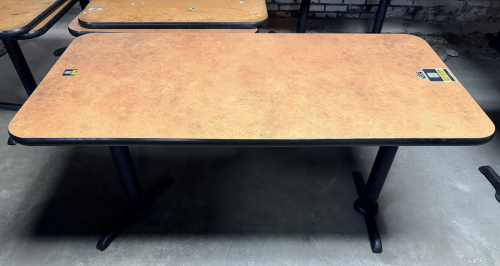 58" X 30" COMPOSITE TOP TABLE W/ DOUBLE PEDESTAL BASE.