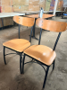 (4) LAMINATE WOOD DINING ROOM CHAIRS W/ METAL FRAMES. - 4