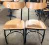 (4) LAMINATE WOOD DINING ROOM CHAIRS W/ METAL FRAMES.