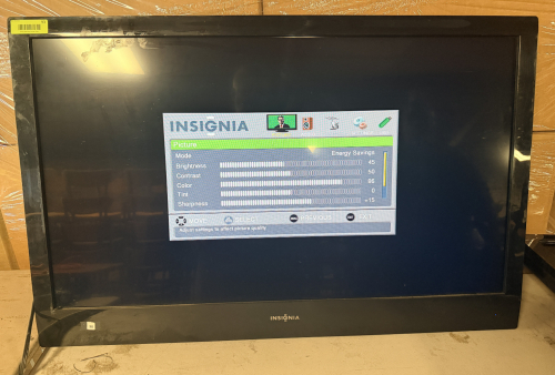2011 INSIGNIA 42" FLAT SCREEN TV W/ PARTIAL WALL MOUNT BRACKET.
