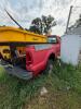 (1) RED FORD F-350 SUPER DUTY REGULAR-CAB PICKUP. TRUCK SHOWS HEAVY WEATHERING, DIRT, RUST, MISSING FRONT GRILLE, MISSING REAR TAILLIGHT ASSEMBLIES, AND OTHER VISIBLE DAMAGE OR INCOMPLETE COMPONENTS. INTERIOR HAS CLOTH BENCH SEAT, MANUAL 4X4 FLOOR SELECTO - 7