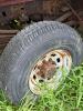 (1) RED FORD F-350 SUPER DUTY REGULAR-CAB PICKUP. TRUCK SHOWS HEAVY WEATHERING, DIRT, RUST, MISSING FRONT GRILLE, MISSING REAR TAILLIGHT ASSEMBLIES, AND OTHER VISIBLE DAMAGE OR INCOMPLETE COMPONENTS. INTERIOR HAS CLOTH BENCH SEAT, MANUAL 4X4 FLOOR SELECTO - 14