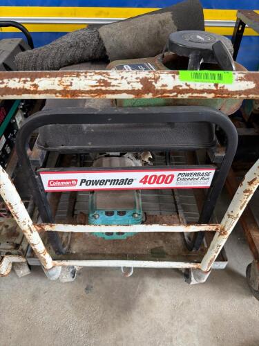 (1) POWERBASE EXTENDED-RUN PORTABLE GENERATOR WITH GASOLINE ENGINE, FUEL TANK, OUTLET PANEL, AND TUBULAR STEEL FRAME. SOLD AS SHOWN.