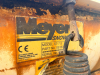 MEYER ST-7.5 HEAVY-DUTY STRAIGHT SNOW PLOW WITH HYDRAULIC LIFT FRAME AND MOUNTING ASSEMBLY. BLADE SHOWS HEAVY SURFACE RUST, CORROSION, AND WEAR CONSISTENT WITH PRIOR USE. - 5