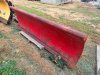 HEAVY-DUTY STRAIGHT SNOW PLOW BLADE WITH A-FRAME, TRIP SPRINGS, SKID SHOES, AND MANUAL ANGLE ADJUSTMENT ASSEMBLY. BLADE SHOWS SURFACE RUST, PAINT LOSS, AND WEAR CONSISTENT WITH PRIOR USE. - 2