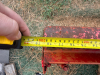 HEAVY-DUTY STRAIGHT SNOW PLOW BLADE WITH A-FRAME, TRIP SPRINGS, SKID SHOES, AND MANUAL ANGLE ADJUSTMENT ASSEMBLY. BLADE SHOWS SURFACE RUST, PAINT LOSS, AND WEAR CONSISTENT WITH PRIOR USE. - 5