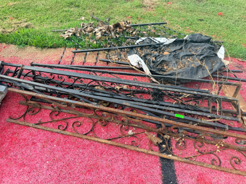 LOT OF DECORATIVE WROUGHT IRON FENCE/RAILING SECTIONS.