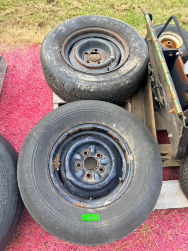 (2) GOODYEAR TEMPORARY SPARE TIRE ON STEEL WHEEL.