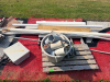 LOT OF PVC PIPE, PVC FITTINGS, ELECTRICAL ENCLOSURE, VINYL TRIM, METAL CHANNEL, AND ASSORTED BUILDING MATERIALS. SOLD AS ONE LOT. - 2
