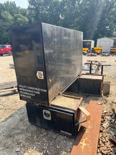 STEEL TRUCK BED SERVICE STORAGE CABINET WITH TOOLBOXES.