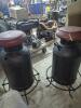 (2) MILK CAN-STYLE BAR STOOLS WITH PADDED SEATS - 2