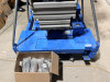 GENIE VERTICAL PERSONNEL LIFT WITH TELESCOPING ALUMINUM MAST, ALUMINUM WORK PLATFORM WITH GUARDRAILS, PLATFORM CONTROLS, GROUND CONTROLS, EMERGENCY STOP, OUTRIGGERS, HYDRAULIC LIFT SYSTEM, BATTERY CHARGER, AND MANUAL-ROLLING BASE. - 4