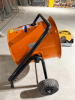 DAYTON PORTABLE INDUSTRIAL ELECTRIC FORCED-AIR HEATER WITH HIGH-OUTPUT FAN, ADJUSTABLE TILT HOUSING, PROTECTIVE FRONT GRILLE, THERMOSTATIC CONTROL, TUBULAR STEEL FRAME, AND PNEUMATIC TRANSPORT WHEELS. - 2