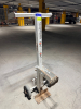 MANUAL MATERIAL LIFT / HAND TRUCK WITH TELESCOPING UPRIGHT, TWO-WHEEL BASE, WIDE TOP SUPPORT FRAME, AND STEEL LOAD PLATE. RATED FOR A 500-LB - 2