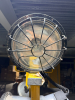 GRAINGER PORTABLE FOUR-HEAD INDUSTRIAL WORK LIGHT / FLOODLIGHT TOWER WITH FOUR ADJUSTABLE METAL REFLECTOR LAMP HEADS, PROTECTIVE WIRE GUARDS, INDIVIDUAL HANDLES, COILED POWER CORDS, WHEELED STEEL BASE, VERTICAL SUPPORT MAST, AND LOWER EQUIPMENT PLATFORM. - 8