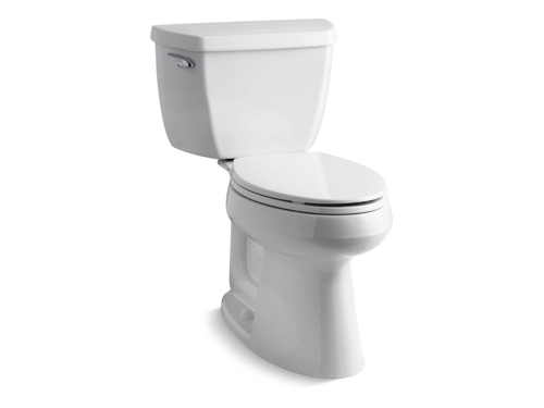 WHITE TWO-PIECE ELONGATED TOILET WITH TANK