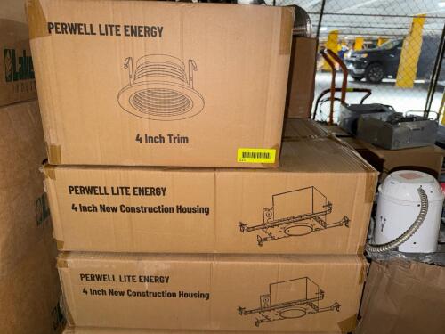 (1) LOT OF PERWELL LITE ENERGY 4-INCH RECESSED LIGHTING TRIMS & NEW CONSTRUCTION HOUSINGS