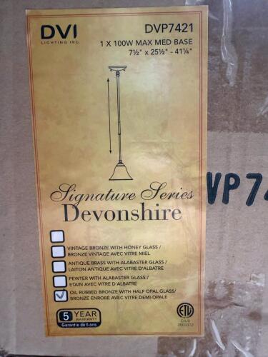 (1) DEVONSHIRE DVP7421 OIL RUBBED BRONZE PENDANT LIGHT