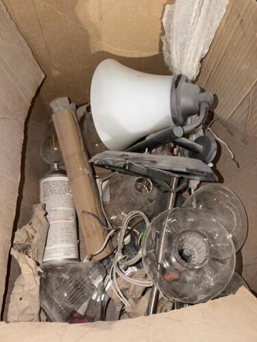(1) ASSORTED LOT OF LIGHTING FIXTURES, SHADES & LIGHTING SUPPLIES