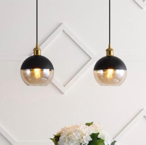 (1) BOX OF (2) 7.5" GLOBE LED PENDANT LIGHTS &ndash; BRASS GOLD/BLACK